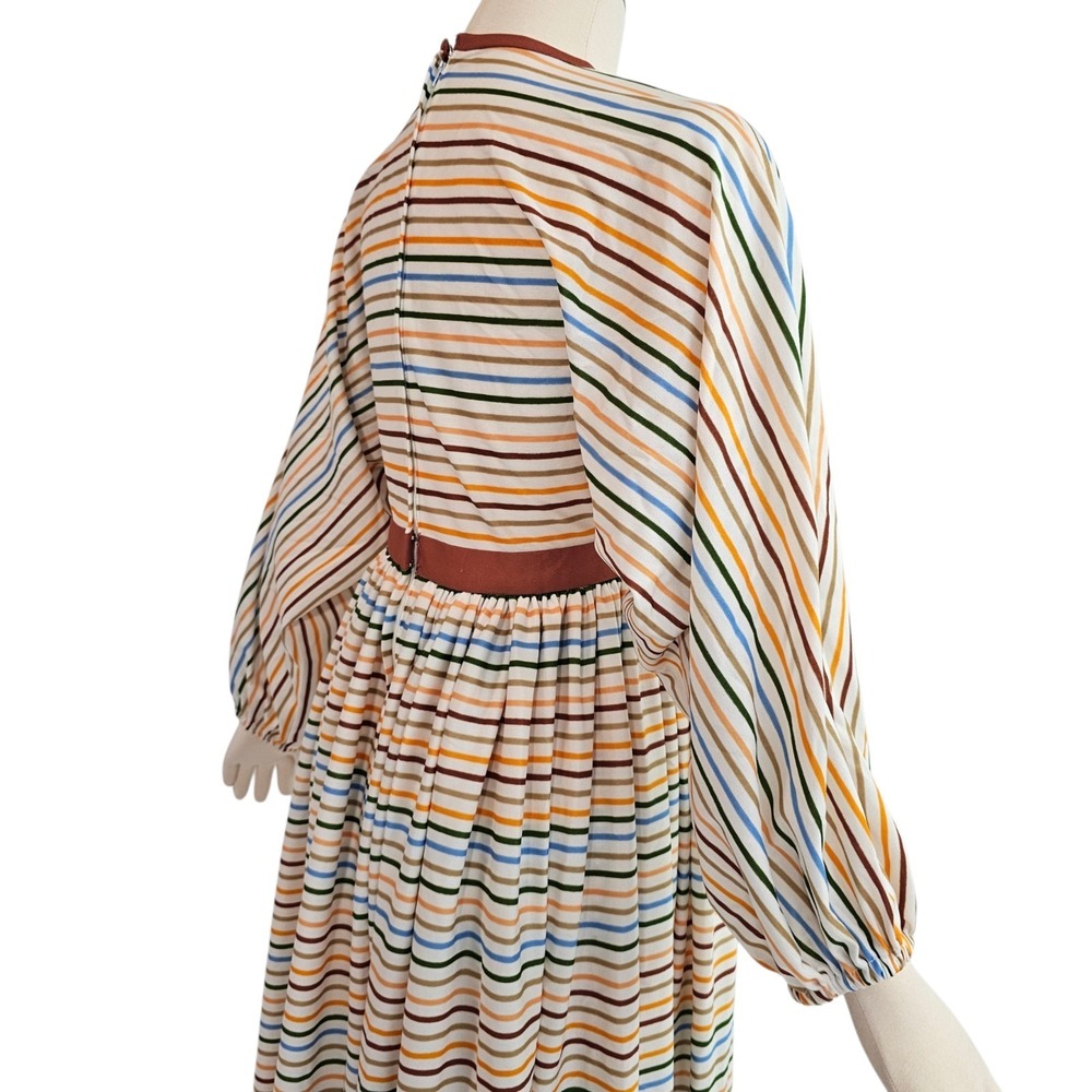 Vintage 1970s Dress Neiman Marcus Maxi Floor Length Striped Dolman Sleeve - Picture 6 of 16